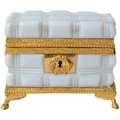 Empire Gilt Bronze-Mounted Opaline Glass Box