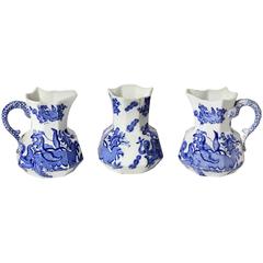 Three Small Mason Ironstone Blue Dragon Ewers