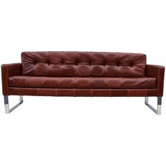 Patrician Furniture Chrome and Leather Sofa