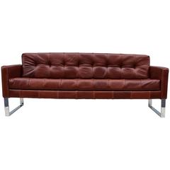 Patrician Furniture Chrome and Leather Sofa 