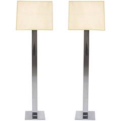 Pair of Mid-Century Chrome Floor Lamps by George Kovacs