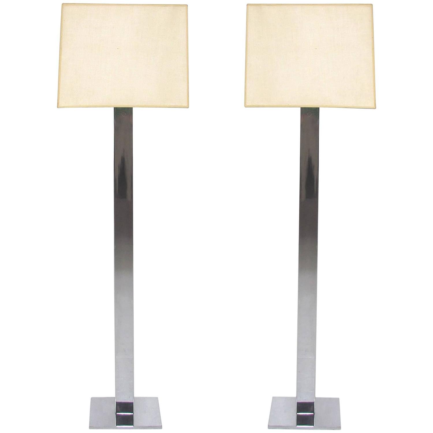 Pair of Mid-Century Chrome Floor Lamps by George Kovacs For Sale at 1stdibs