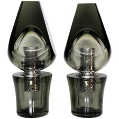 Pair of Seguso Murano Glass Italian Table Lamps, Model 14092