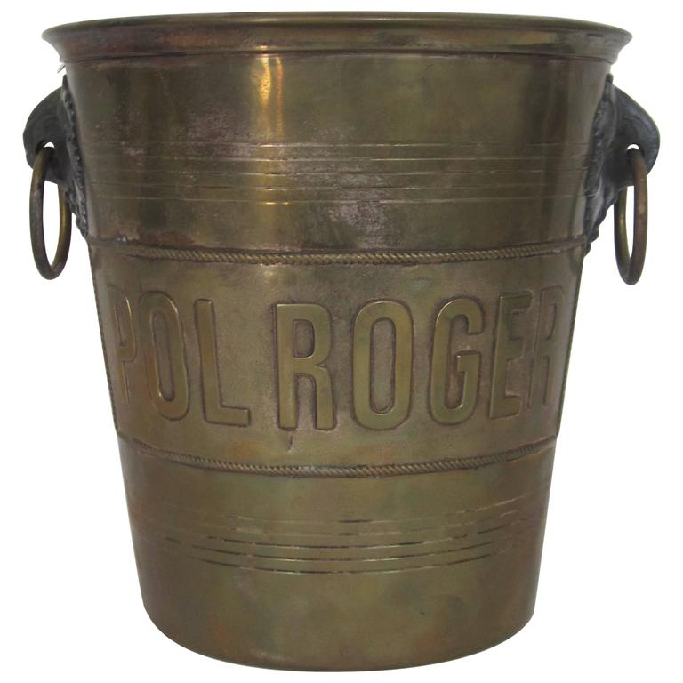 Vintage Brass 'Pol Roger' Champagne Ice Bucket, Paris at 1stDibs | pol  roger champagne bucket, pol roger ice bucket, vintage brass ice bucket
