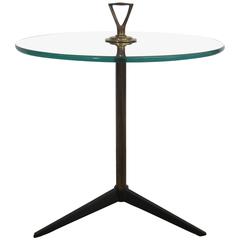 Stunning Brass and Glass Italian Side Table in the Style of Gio Ponti, 1960s