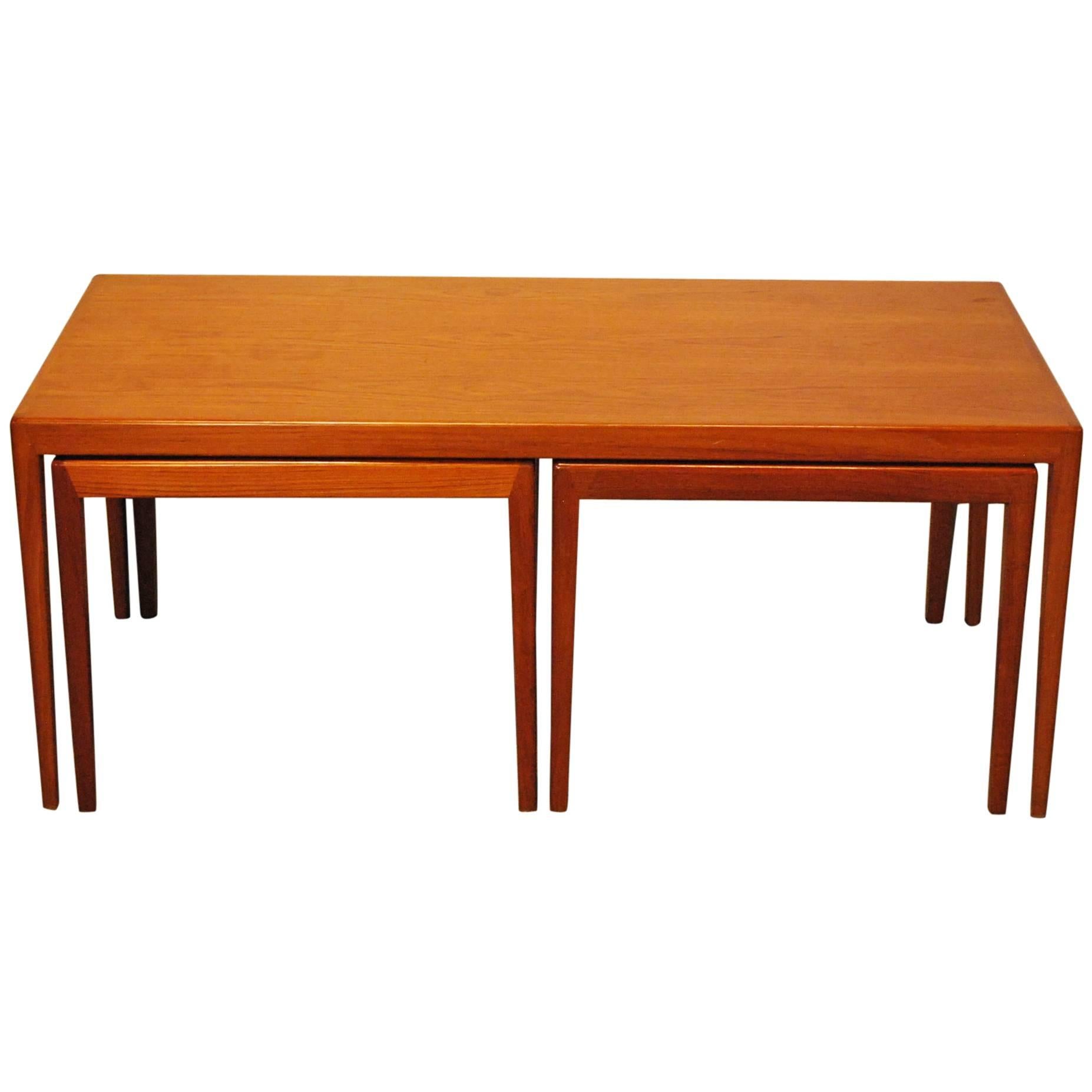 Kurt Ostervig Designed Danish Modern Set of Three Teak Nesting Tables For Sale