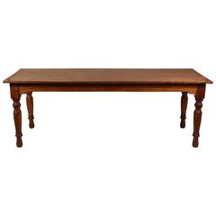 Antique Victorian Solid Birch Plank Top Refractory Table
