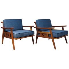 Pair of Unique Lounge Chairs, circa 1960