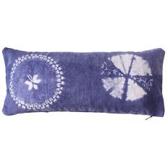 Antique Resist Dye Indigo Pillow, Small Lumbar Scented