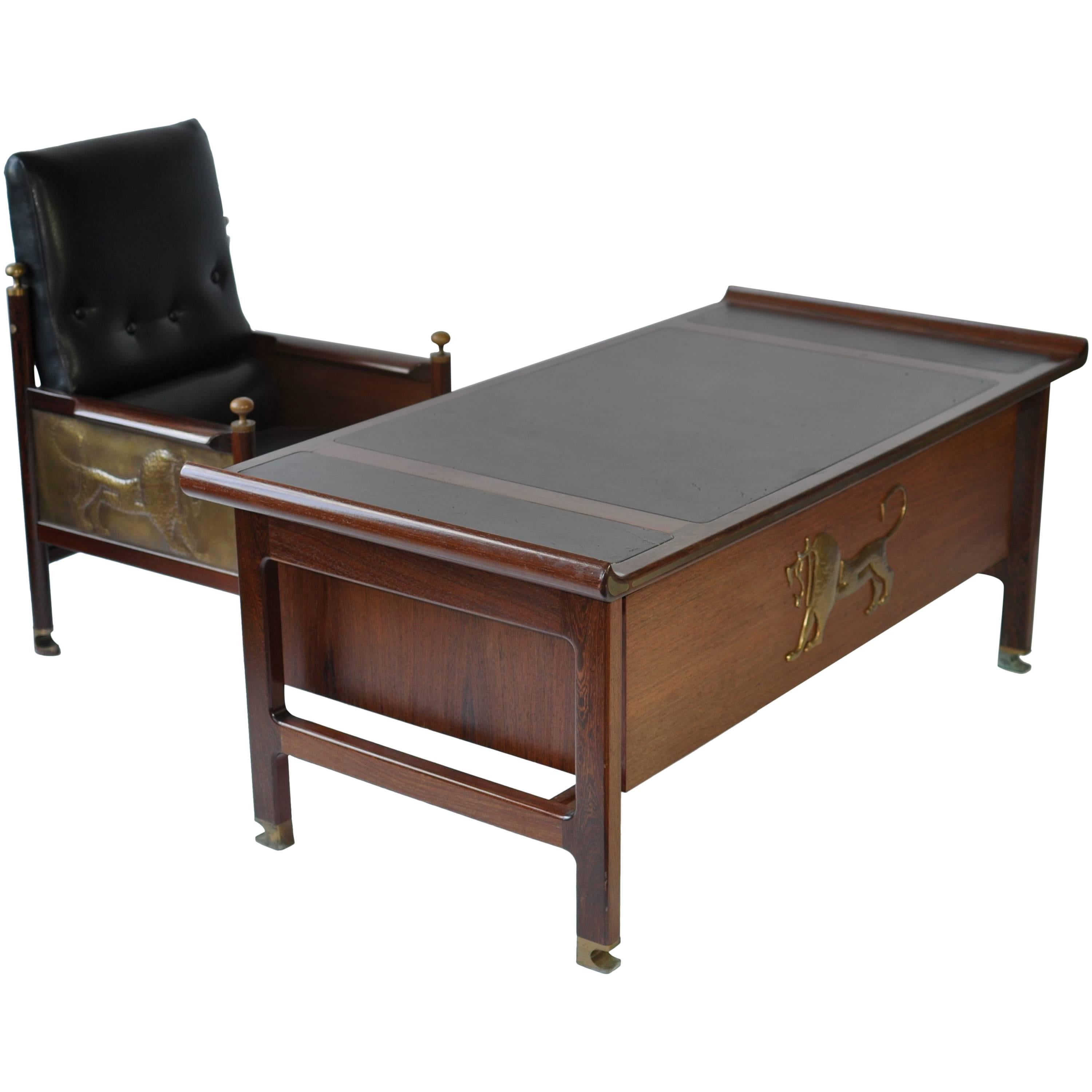 Rare Ib Kofod Larsen "Queen of Sheba" Desk and Chair