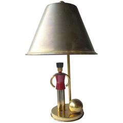 Rare Walter Von Nessen Brass and Bakelite Table Lamp by Chase, Art Deco