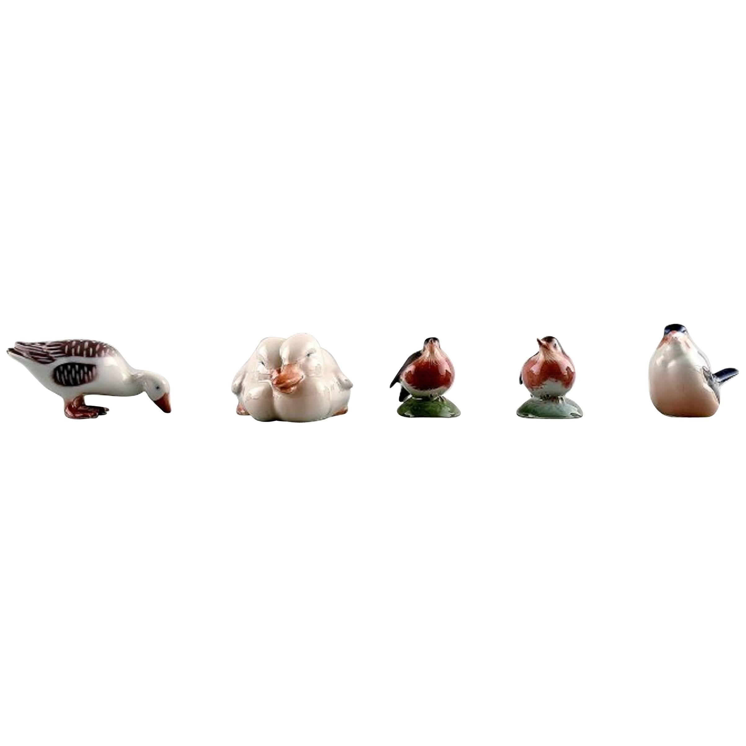 Five Royal Copenhagen and B & G, Bing & Grondahl Porcelain Figurines For Sale