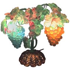 Vintage Art Deco Venetian Glass Grapes and Leaves Lamp