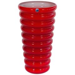 Italian Venetian Murano Glass Red Vase Signed by Cenedese, circa 1970s 9