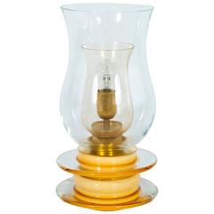 Italian Venetian Murano Glass Table Lamp in Gold and Amber, circa 1950s