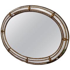 Retro Brass Adams Style Oval Mirror