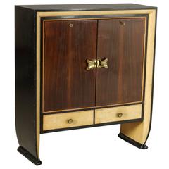 Rosewood Veneer and Ebony Stained Bar Cabinet in the Style of Borsani, Italy