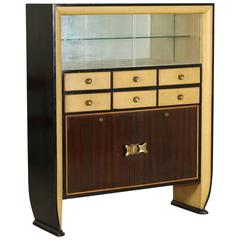Rosewood Veneered and Ebony Stained Cabinet with Drawers in the Style of Borsani