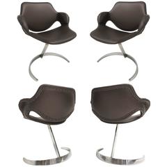 Stunning Set of Four Boris Tabacoff 'Scimitar' Chairs for MMM, France, 1960s 6