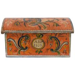 19th Century Small Rose Painted Casket
