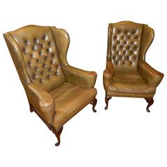 Pair of Antique Leather Club Chairs