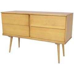 Paul McCobb Style Marc Berge Blonde Four Drawer Cabinet on Bench