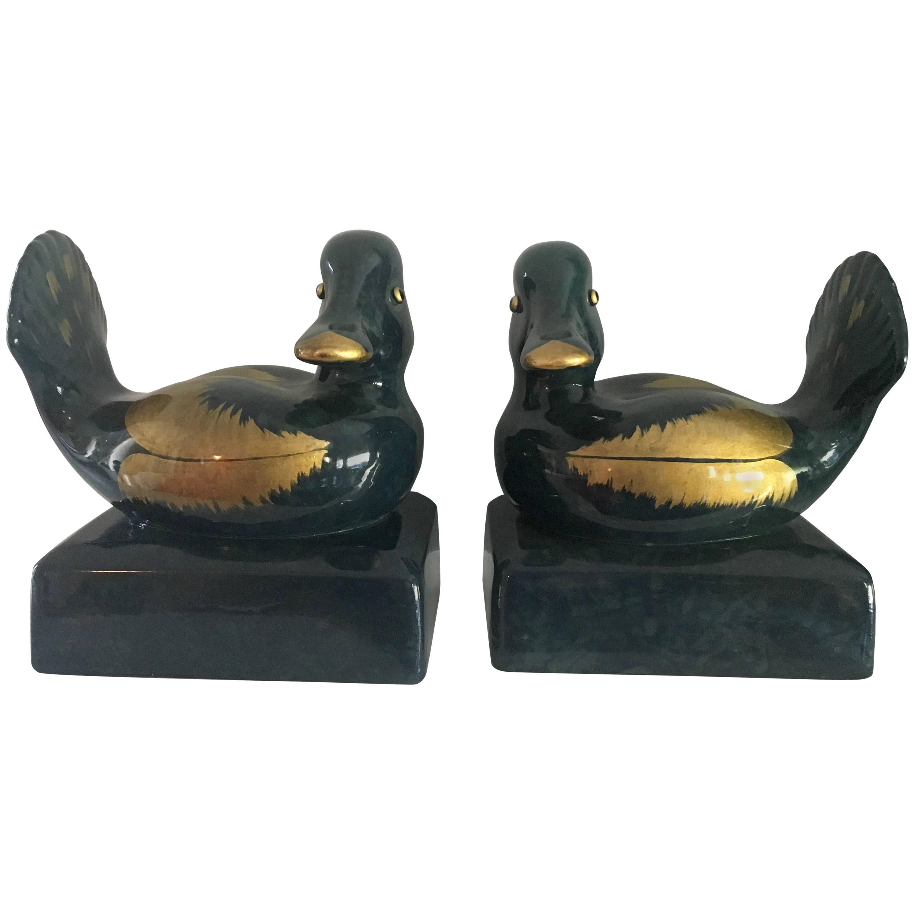 Italian Ceramic Gump's Duck Bookends