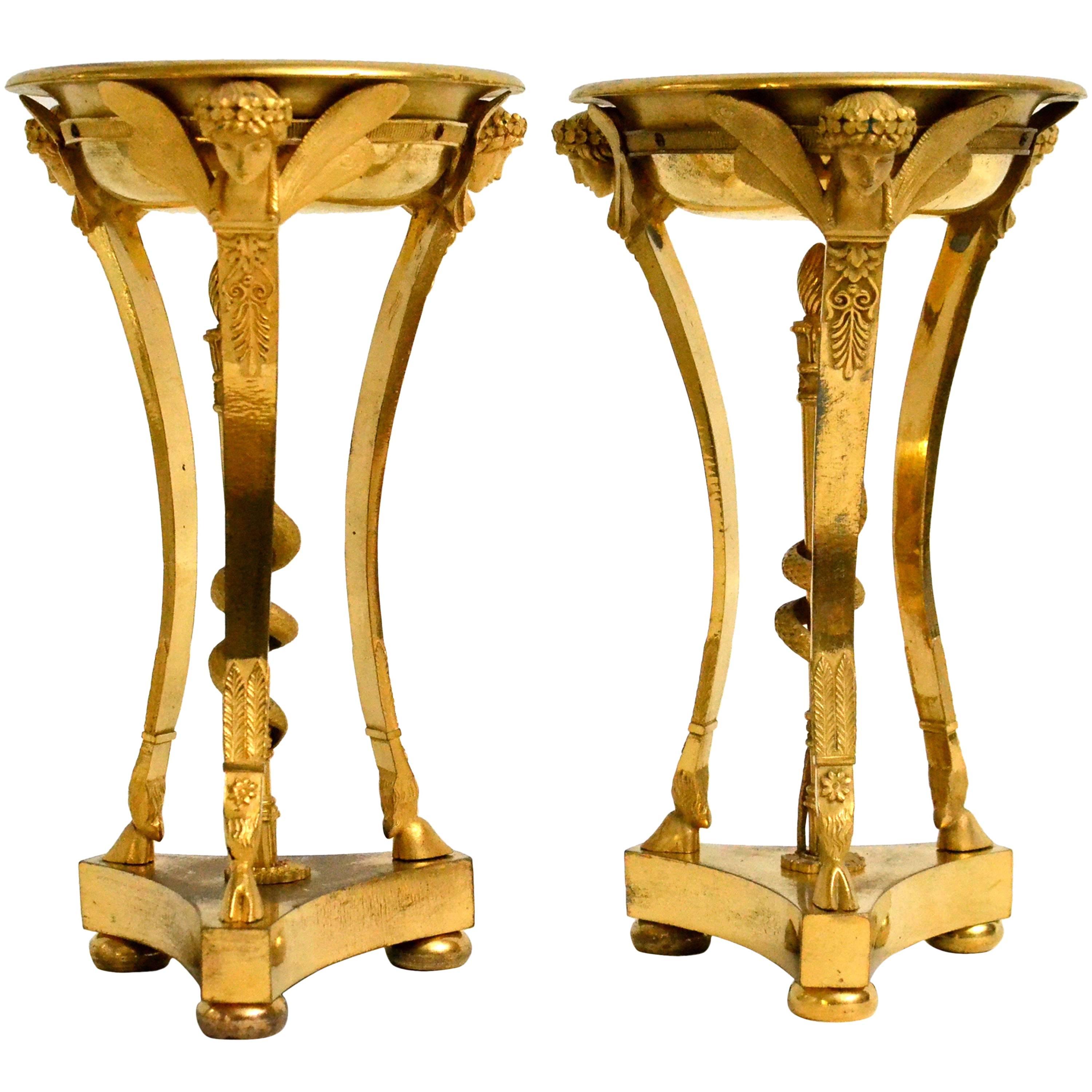 Pair of Empire Gilt Bronze Tazza, Early 19th Century