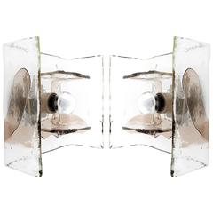 Several Carlo Nason Flush Mounts or Sconces, Smoke Glass, Mazzega, Italy, 1970s