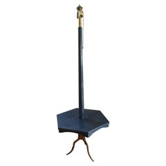Aldo Tura Wood and Brass Floor Lamp with Table