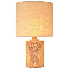 Large Table Lamp with Original Shade by Roger Capron, France, circa 1960