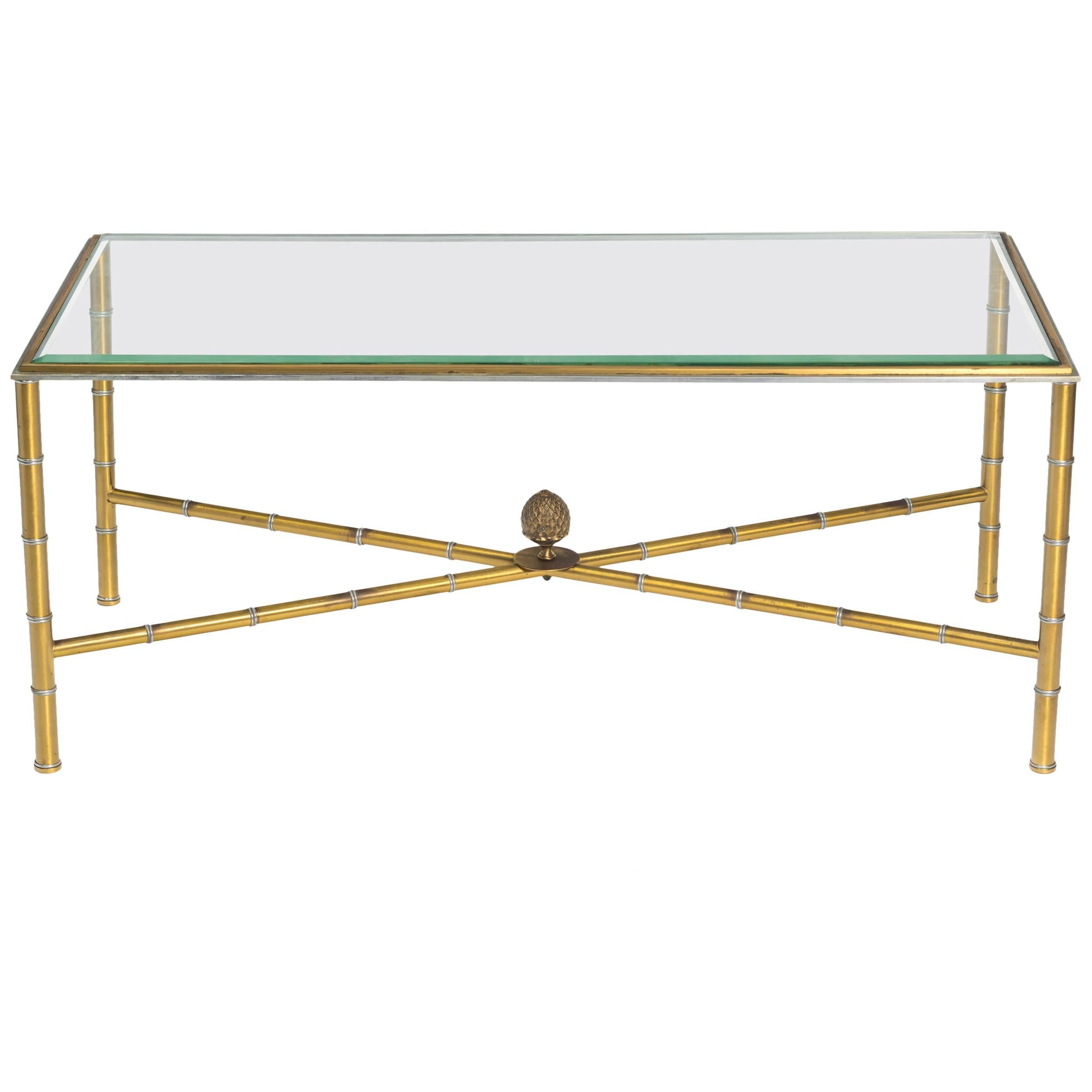 Faux Bamboo Brass and Chrome Coffee Table