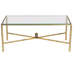 Faux Bamboo Brass and Chrome Coffee Table