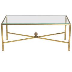Faux Bamboo Brass and Chrome Coffee Table 10