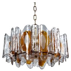 Kalmar Textured Orange Glass Chandelier, Circa 1970 6