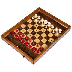 English 1870 Mahogany Chess Game Signed Jaques, London