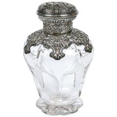 Antique 1904 William Comyns Sterling Silver and Crystal Perfume Bottle 1
