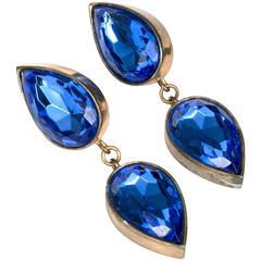 Vintage "Fun in the Sun" Drop Diamond Shaped Sapphire Style Tess Design Earrings