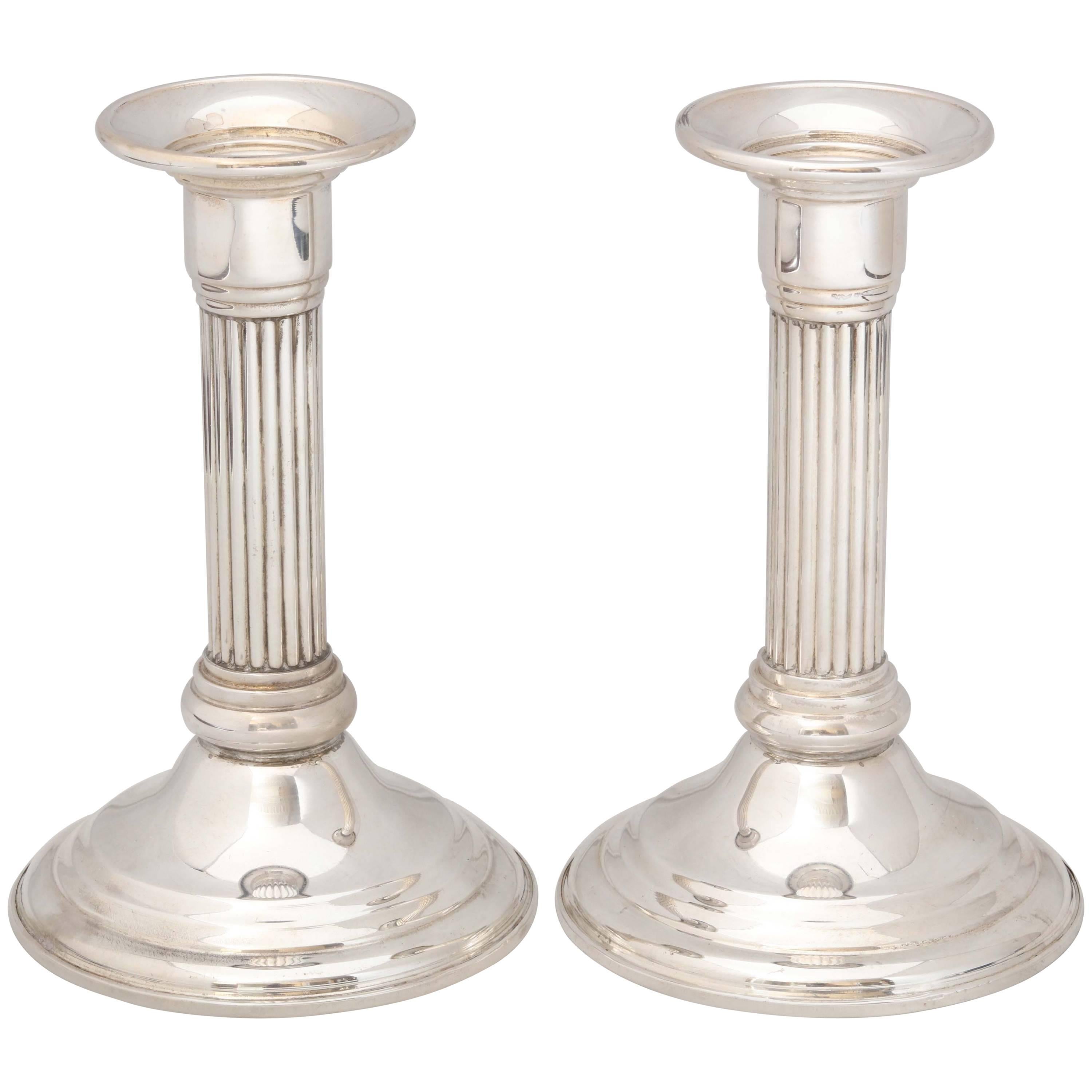 Pair of Sterling Silver Neoclassical Candlesticks
