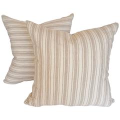Custom Pillows Cut from a Vintage French Linen Stripe Textile
