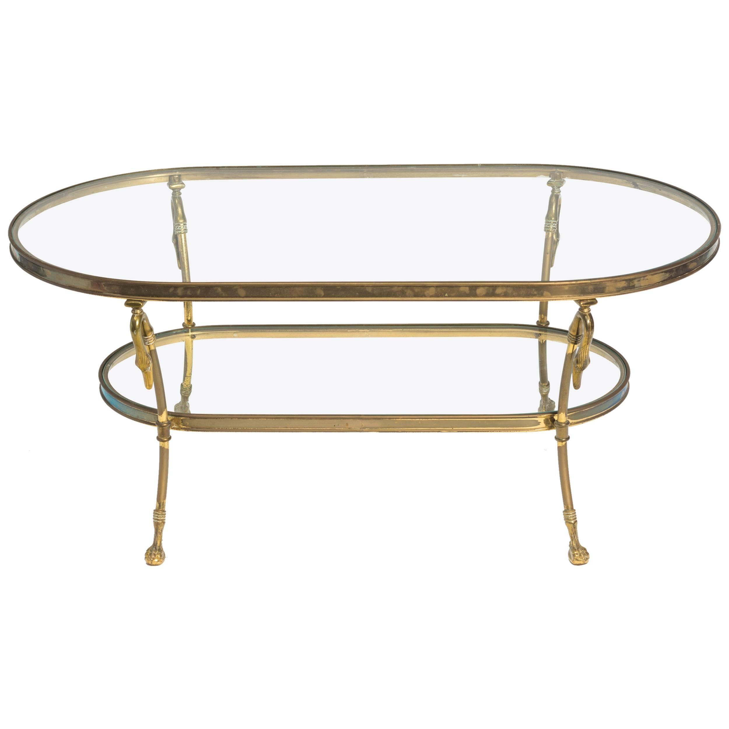 Brass Two-Tier Swan Coffee Table