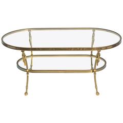 Table basse Swan à deux niveaux en laiton