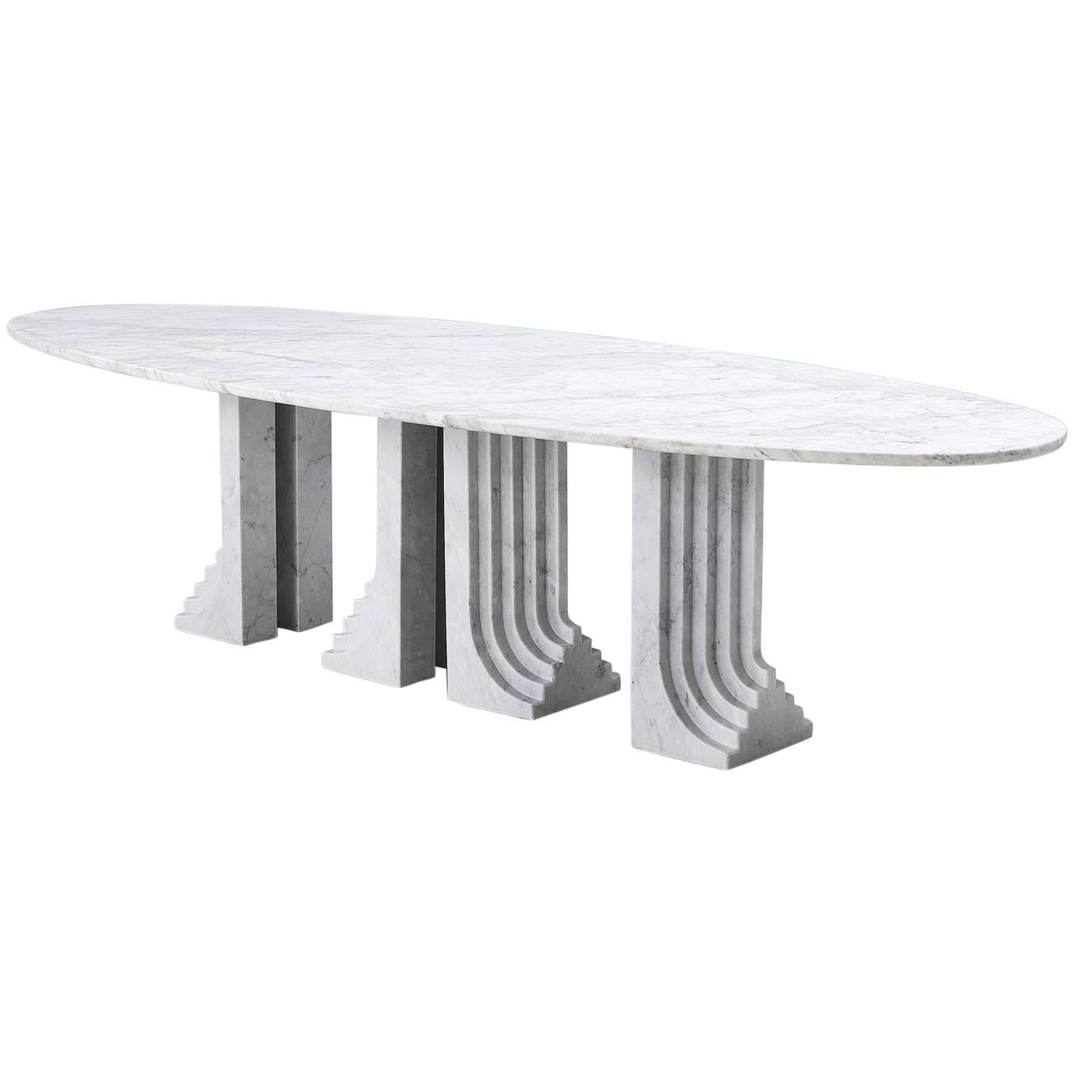 Carlo Scarpa Large Oval 'Samo' Table in Carrara Marble