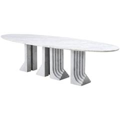 Carlo Scarpa Large Oval 'Samo' Table in Carrara Marble