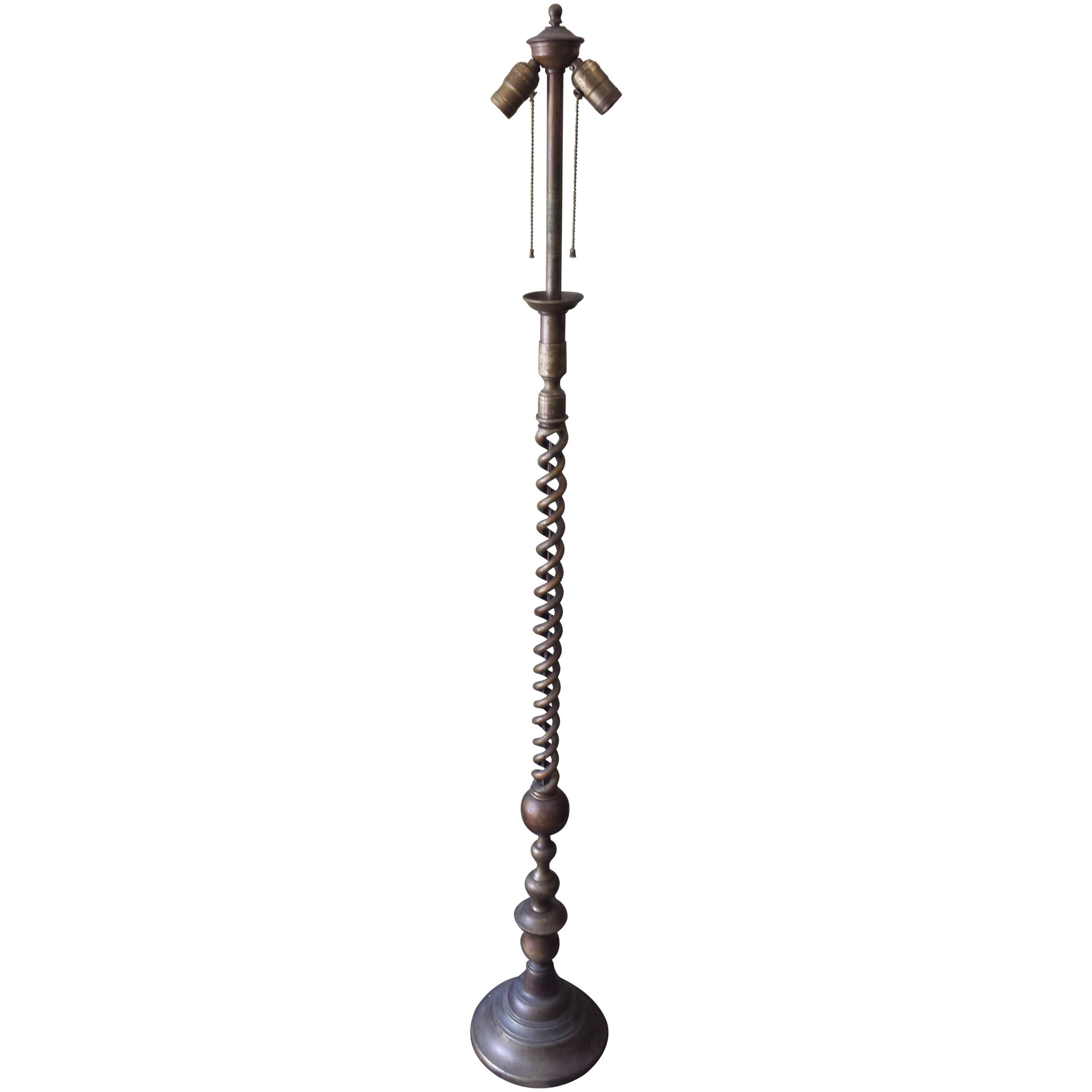 Bronze Jacobean or Barley Open Twist Floor Lamp, circa 1910-1915