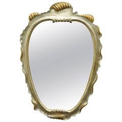 Italian Hollywood Regency Gold and Silver Giltwood Mirror after Dorothy Draper 1