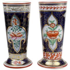 Pair of 19th Century English Aesthetic Movement Flow Blue Ground Vases 5