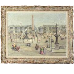 Oil on Canvas Painting of a View of Place de la Concorde