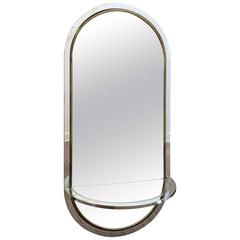 Chrome, Brass and Lucite Oval Mirror