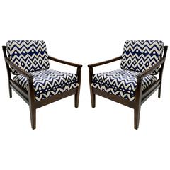 1960s Pair of Long Arm Modern Lounge Chairs